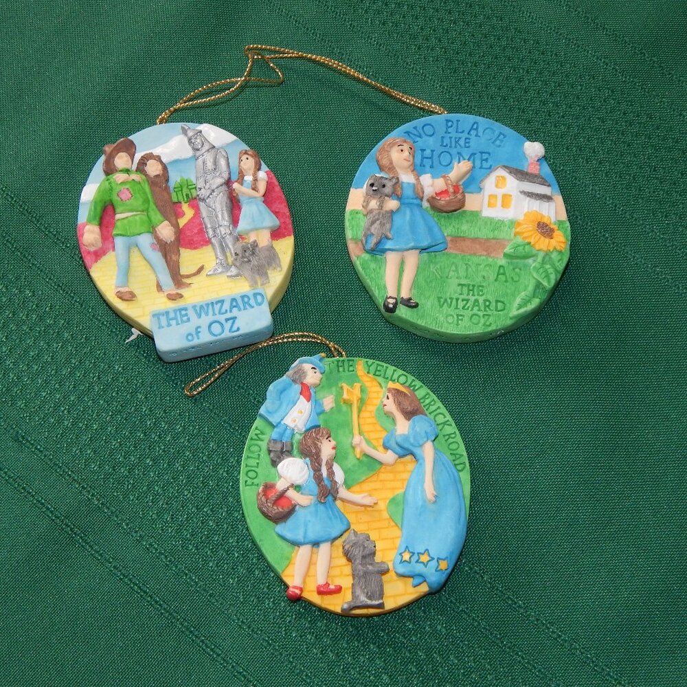 LOT 3 Collectable WIZARD OF OZ Resin Painted Christmas Tree Ornaments